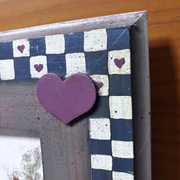 B. Andresen Country Cottage Print – Framed Americana Folk Art, Checkered Heart F - Picture 11 of 12